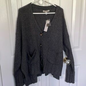 Urban Outfitters cotton cardigan size L. Charcoal. With tags. Excellent cond.